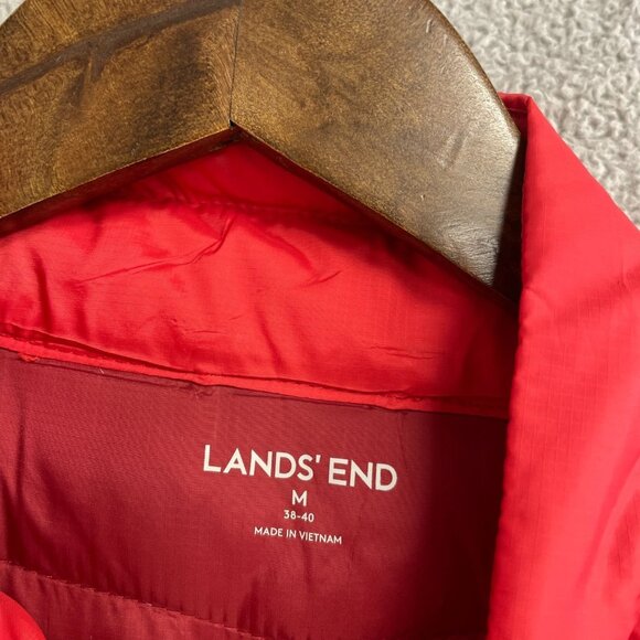 NEW Lands' End Men's M 800 Packable Down Jacket Classic Cherry Red Full Zip - Picture 5 of 9